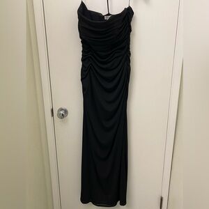 Kay Unger Black Ruched Strapless Dress (Size 6)